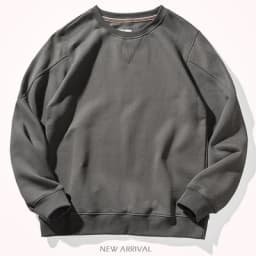 Autumn New American Retro Heavyweight Solid Color Sweatshirts Men's Simple Pure Cotton Washed Pullover Knitted Casual Sportwear
