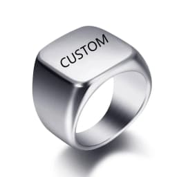 Customized Women Signet Ring Name Letter Pattern Logo Stainless Steel Rings Punk Candid Fashion Jewelry Male Wedding Accessories