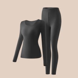 FINETOO Thermal Underwear Set Built‑in Bra Pads Seamless Thin Warm Long High Elasticity Ladies Winter Thermal Suit No Wear Bra
