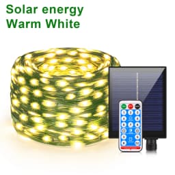 Quick Solar Rechargeable LED Green Wire String Light 110V 220V Waterproof Fairy Lights Outdoor Patio Garden Christmas Decoration