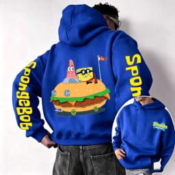 Burger SpongeBob SquarePants and Patrick Star Cartoon Anime 2026 Spring and Autumn Men's and Women's Fashion Sports Hoodies