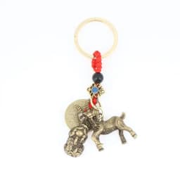 New Year 2027 Sheep Lucky Pendant Keychain Pi Xiu Feng Shui Wealth Key Ring Vintage Red String Knot Bag Pendant Jewelry Gift