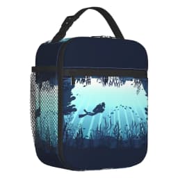 Scuba Diver Flag Resuable Lunch Box for Women Multifunction Dive Diving Thermal Cooler Food Insulated Lunch Bag Office Work
