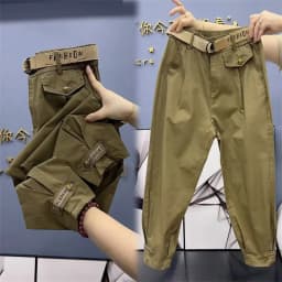 High-quality High Waist Solid Color Cotton Pants Women Fashion 2026 Autumn Loose Casual All-Match Harem Pants Trousers Ladies