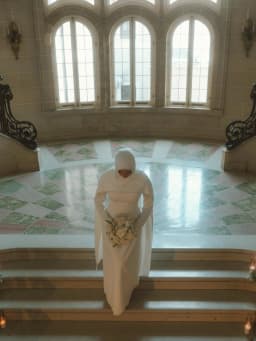 Modest Wedding Dresses Muslim Hijab High Neck Long Sleeve Civil Bride Dress Pearl Trimmed Cloak White Bridal Gown Customized