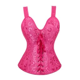 Women Corset with Straps Black Overbust Corset Plus Size Floral Jacquard Corset Zipper Top Gothic Steampunk Corset Bustier
