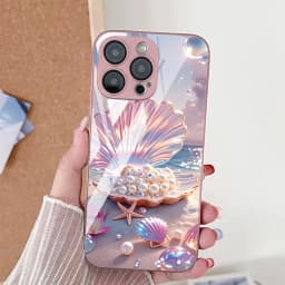 Hard Tempered Glass Phone Case For Samsung Galaxy S26 S25 Ultra S24 Plus S23 S22 S21 S20 FE Cases Starfish Shells Pattern Cover