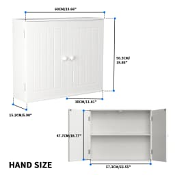 BRIEFNESS Bathroom cabinet Bathroom wall cabinet Kitchen storage cabinet with double doors and adjustable shelves White