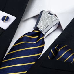 DiBanGu Business Plaid Black Solid Luxury Elegant Silk Ties for Men Designer Tie Buckle Handkerchief Cufflinks Wedding Accessory