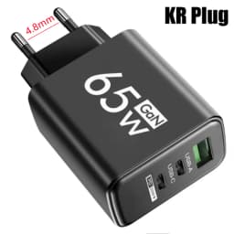 65W USB C GaN Charger 3 Ports Fast Charging Adapter 10A USB To Type C Data Cable PD USB QC3.0 Chargers for iPhone Samsung Xiaomi