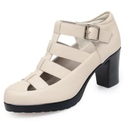 Breathable Cutout Close Head Platform Shoes Soft Leather 2024 Summer Block Med Heels Gladiator Sandals for Office Mom
