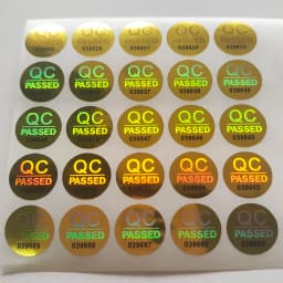 100pcs 12mm Hologram QC Passed Label Continuous Serial Numbers Disposable Security Seal Anti-counterfeit Impossible to Copy