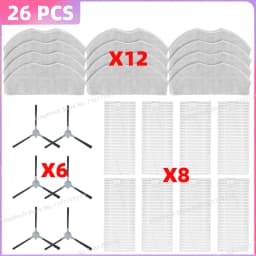 Fit For ROPVACNIC S1/ A1, PRETTYCARE C2, Tipdiy G90,Betboyles V75S, Liectroux N7S-U,VIPSUN Z1, EKAZA Zuno Mop Cloth Brush Filter