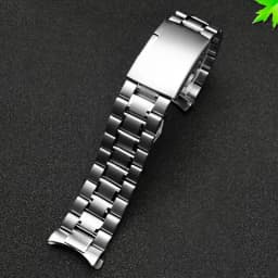 Curved End Solid Matte Stainless Steel Watch Band For Seiko Citizen Casio Timex 20mm 22mm Black Metal Strap Watch Accessories