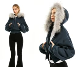 Classic Hidden Blue Collar Short Zip Up Hoodies Winter Clothes Women Y2K New Fashion Plush Cardigan Coat Harajuku Casual Hoodies