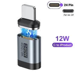 AUFU USB4.0 Magnetic USB C to C Adapter 40Gbps 8K60Hz 90 Degree Converter 240W Type C Adapter for Thunderbolt 4/3 MacBook Laptop