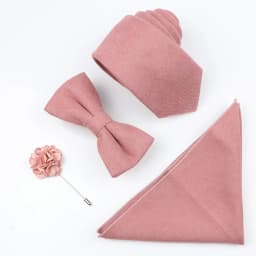 New Solid Color Cotton Men Tie Set Super Soft Suede Necktie Bowtie Suit Vintage Pink Blue Grey For Groom Business Wedding Party
