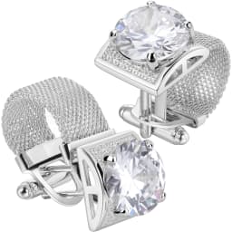 HAWSON Men Birthstone Crystal Cufflinks 17mm Color Stone Cuff Links for Wedding Business Shirt, Birthday Gift for Men