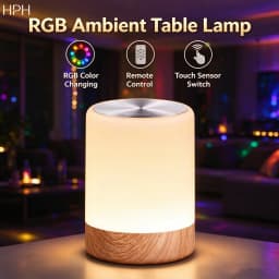 HPH RGB LED Light Party Wireless Ambient Table Lamp Remote Control Bedside Lamp for Bedroom Decoration Christmas Gift Mood Light