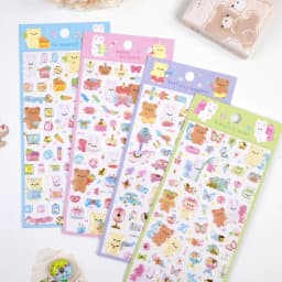 4 pcs/lot Cartoon Shopping Bear Rabbit Crystal 3D Stickers Scrapbooking Diy Journal Stationery Decor School Supplies GIft
