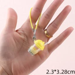 Cute Bubble Tea Handbag Charm Resin Mini Size Milk Tea Pendant Simulation Model Colorful Car Key Chain for Kids Gifts