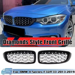 XVIP Diamonds Style Front Bumper Racing Grill For BMW 4 Series F32 F33 F36 M3 F80 M4 F82 12-19 Dual-Slat Gloss Black Accessories
