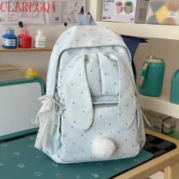 Large capacity school backpack for girls Cherry pink peach rabbitt wavepointcutebackpacksforteengirlsTravelandplaygirlsbackpack