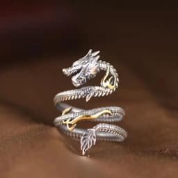 Buyee 925 Sterling Silver Unique Big Ring Elegant Chinese Dragon Open Ring Finger for Men Rock Punk Fine Jewelry Circle Gift