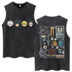 Washed Anime Hunter X Hunter GON·FREECSS Tank Tops Men Women Fashion Vintage Sleeveless T Shirt Cotton Casual Oversized Vests
