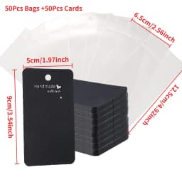 50Pcs Kraft Paper Card with 50Pcs Self-Adhesive Bags Blank Cardboard Holder Tags For Long Drop Earring Jewelry Display Packaging