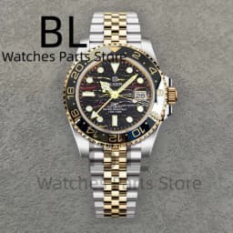 BLIGER Top Brand Luxury 40MM Full Gold Automatic Watch Sapphire Glass Waterproof Tiger-Eye Pattern Doulbe End Link Braclelet