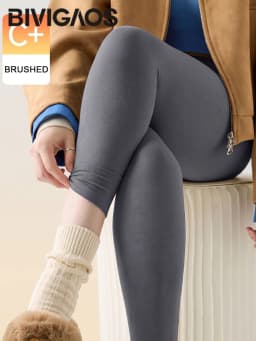 BIVIGAOS Autumn Fish Bone Waist Brushed Inside Sharkskin Leggings Women Light Fleece Tight Fit Slimming Sport Yoga Base Leggings