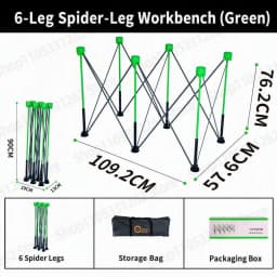 Heavy Duty Spider Workbench 3500kg Max, Folding Stand Bag, Quick Setup No Tool, Woodworking Garage Support 4 6 8 10 12 15 Legs