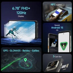 Ulefone Armor 25T Pro 5G Rugged Phone Android 15 30W Wireless Charging 50MP+64MP Night NFC Waterproof Smartphone