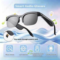 Sunscreen Smart Glasses AI Translation TF Card Bluetooth Conversation Recording Listening Music Smart Sunglasses Men Women HT30