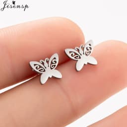 Korean Style Star Moon Ear Studs for Girls Minimalist Cat Puzzle Leaf Dinosaur Earrings Black Stainless Steel Jewelry Oorbellen