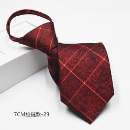 New 7cm Mens Tie Pre-tied Easy Wear Neck Tie Business Wedding Zipper Lazy Pre-tied Korean Style Striped Plaid Solid Necktie