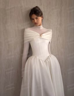 Simple Formal High Neck Wedding Dresses Woman's A Line Bride Gowns Elegant Long Sleeve Satin Party Customized Vestidos De Novia