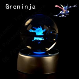 Pokemon 3D Crystal Ball Pikachu Gengar Mew Mewtwo Figurines Lamp Base Pokeball 3D Pokemon Glass Ball Statue Birthday Gift