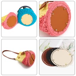 20*20cm Round PU Leather Bag Bottom for Knitting Bags Base Pad With Holes DIY Crochet Handmade Bottoms Handbag Accessories