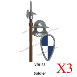Medieval Military Castle Black Hawk Knight Building Blocks Gothic Cavalry Armor Shield Axe Soldier Figure Accessories Bricks Toy