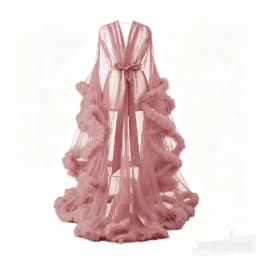 Sexy Feather Perspective Flared Sleeve Trailing Long Dress with Multiple Colors Available Mesh Women's Loose Pregnant Dress