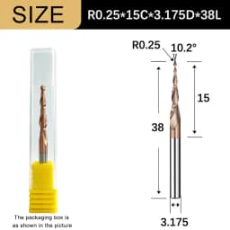 Carbide Spiral Tapered Ball Nose End Mill 6mm Shank 2 Flutes Router Bit Woodworking CNC 2D 3D Carving Bits Wood Milling Cutter