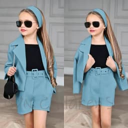 Customized Girl Outfit Solid Yellow Notch Lapel Girl Suits High Quality Party Birthday Children Clothing(Jacket+Short Pants)
