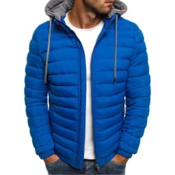 Korean Men Cotton Pad Parka Coat Autumn Winter Male Solid Warm Hooded Zip Up Hoodie Coats BSD-M-05