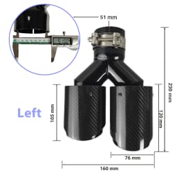 Car Carbon Fiber Glossy Muffler Tip Y Shape Double Exit Exhaust Pipe Mufflers Nozzle Decoration Universal Stainless Black