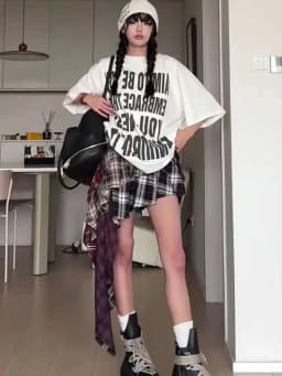 Y2K Women's Skirt Irregular Plaid Patchwork Summer Spice Girl Design A-line Skirt Trendy Pleated Streetwear Harajuku HCO2