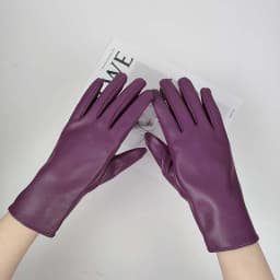 Winter Female Solid Sport Cycling Windproof Mitten Women PU Leather Plus Plush Thick Velvet Warm Driving Waterproof Glove O86