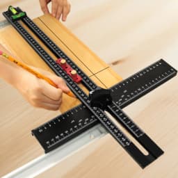 2-in-1 Aluminum Alloy Accurate Scale T-Ruler & Drilling Template with Ergonomic Handle, 54cm/21.26in Cabinet Door Measuring Tool