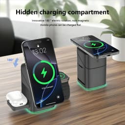 3 in 1 Wireless Charging Station for Apple15W Fast Magnetic Wireless Charger Stand for Magsafe iPhone 17/16/15/14/13/12 Pro Max